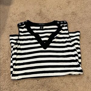 White House Black Market Black and White Striped Tank Top